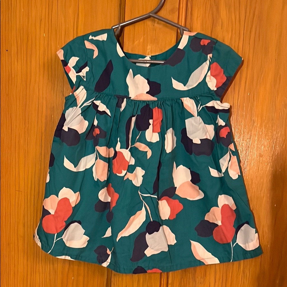 Tea Collections: 4T Floral Teal Smock Top for Girls